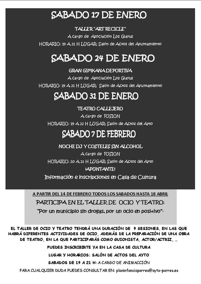 CARTEL ACTIVIDADES OCIO EN POSITIVO